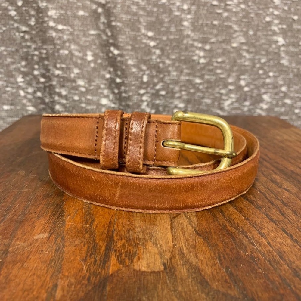 VTG Coach Leather Harness Belt British Tan 6600 Brass Preppy Chic Women's 34